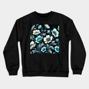 Sky Blue Floral Illustration Crewneck Sweatshirt